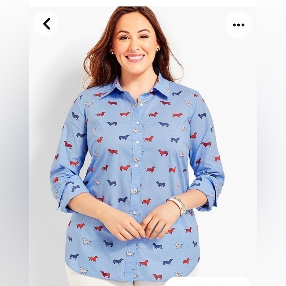 Talbots | Talbots Dachshund Print Dog Button Down Shirt